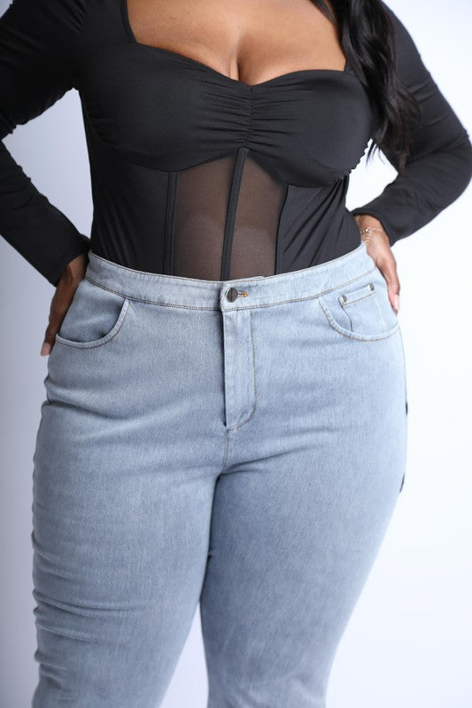 Laced Up-Plus Size bell bottom jeans