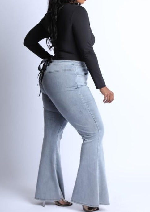 Laced Up-Plus Size bell bottom jeans