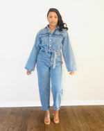 Load image into Gallery viewer, Denim Bae jumpsuit
