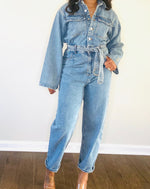 Load image into Gallery viewer, Denim Bae jumpsuit
