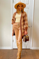 Load image into Gallery viewer, Bri plaid cardigan-camel/brown
