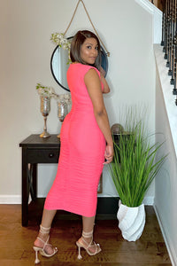 Break Free-ruched maxi dress (coral)