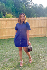 Load image into Gallery viewer, Lady shirt dress-navy
