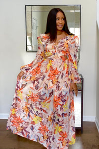 Fall Floral cut out maxi dress