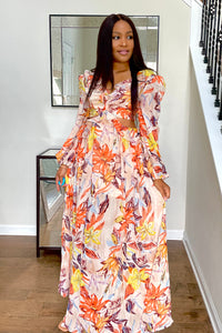 Fall Floral cut out maxi dress