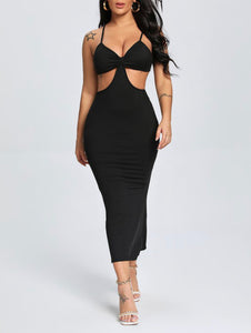 Natalie cut out dress-chocolate and black