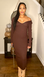 Load image into Gallery viewer, Brown Sugar ribbed knit midi dress
