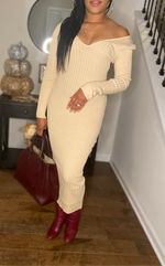 Load image into Gallery viewer, Creamy ribbed knit midi dress
