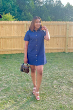 Load image into Gallery viewer, Lady shirt dress-navy
