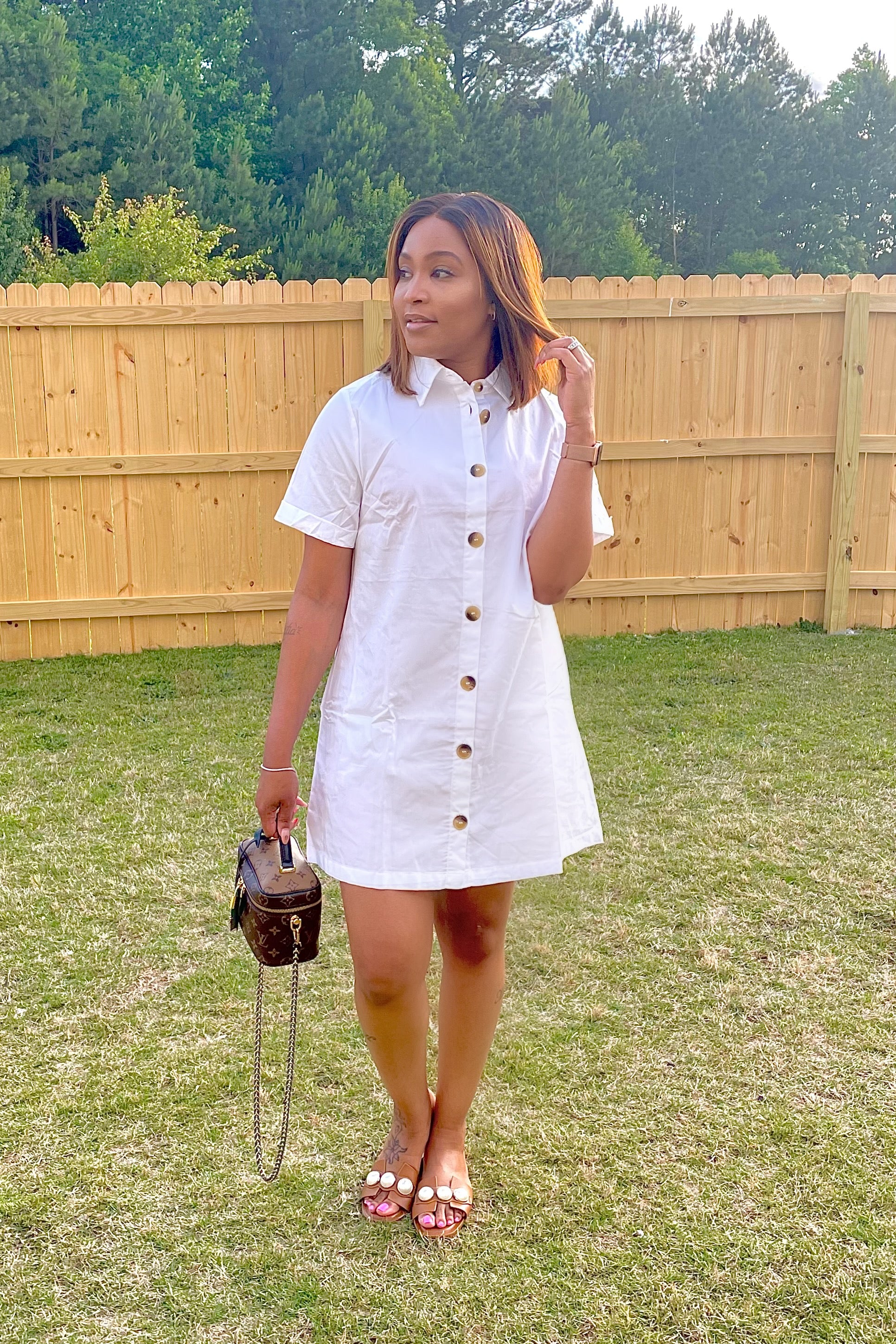 Lady shirt dress-white