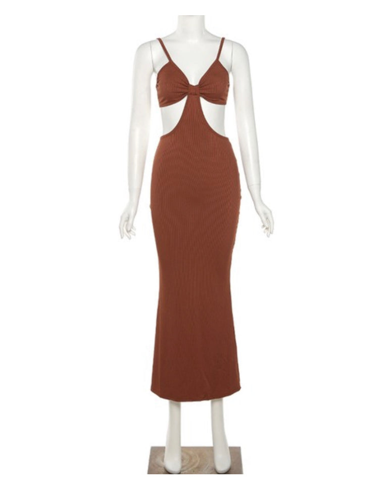 Natalie cut out dress-chocolate and black