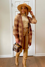 Load image into Gallery viewer, Bri plaid cardigan-camel/brown
