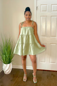 Sage babydoll dress