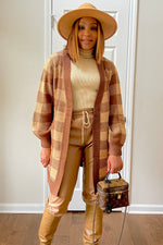 Load image into Gallery viewer, Bri plaid cardigan-camel/brown
