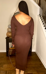 Load image into Gallery viewer, Brown Sugar ribbed knit midi dress
