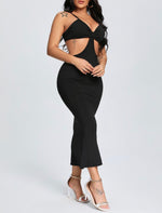 Load image into Gallery viewer, Natalie cut out dress-chocolate and black
