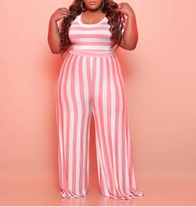 Summer Stripes (plus size)-mauve