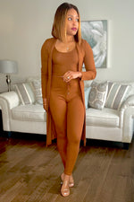 Load image into Gallery viewer, Pipe Down 3pc cardigan sets-black, camel, and fuchsia
