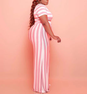 Summer Stripes (plus size)-mauve